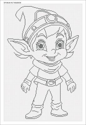 Canvas with motif (without stones) Gnome, 40x60cm, for round stones, full screen