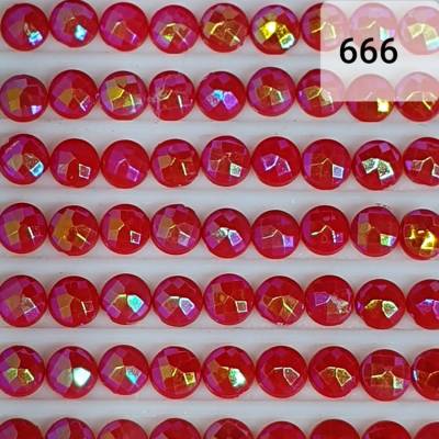 AB Stones, round, (Iridescent), 666, Red Bright, 200 pieces