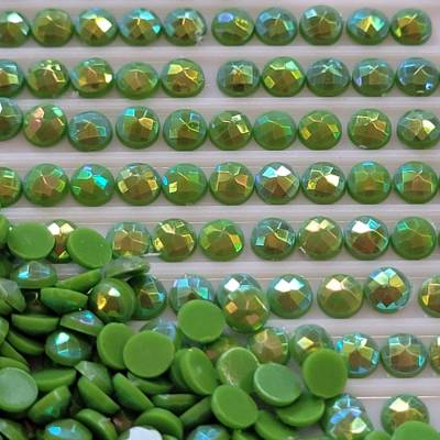 AB Stones, round, (Iridescent), 906, Parrot Green Medium, 200 pieces