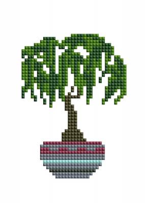 Diamond Painting Tiny-Bilder, Pflanzen, eckige Steine, 6 Bilder á 12x17cm, 19 Farben, Teilbild