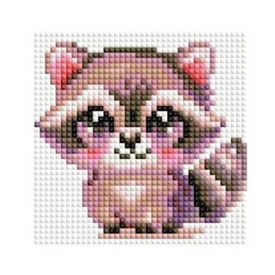 Diamond Painting Tiny pictures, Animals, square Fairy Stones, 6 pictures á 10x10cm, 67 colors, Full Picture