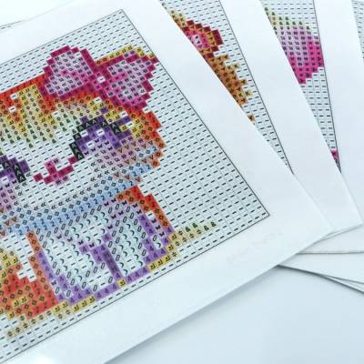 Preview: Diamond Painting Tiny-Bilder, Tiere, eckige Feensteine, 6 Bilder á 10x10cm, 67 Farben, Vollbild