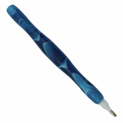 Stift für Diamond Painting, geschwungen, blau, Kunststoff, mit Mehrfachaufsätzen, Wachs notwendig