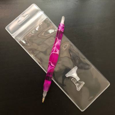 Pen for Diamond Painting, pink, acrylic, hand-turned with multiple attachments, wax required