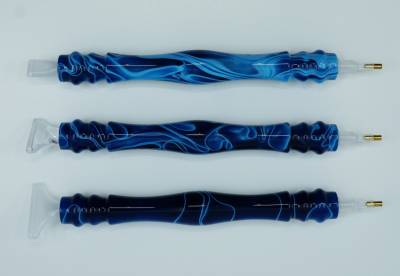 Stift für Diamond Painting, dunkelblau-gemustert, Acryl mit Mehrfachaufsatz, Wachs notwendig