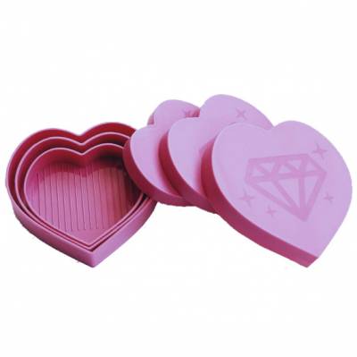 Ersatz Schale (Schiffchen), Herz 3er-Set, rosa, für die Diamond Painting Steine