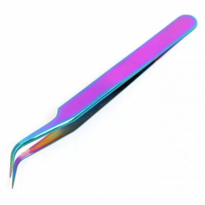 Rainbow tweezers for Diamond Painting, stable, curved, pointed