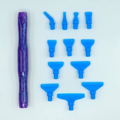 Stift für Diamond Painting, Lila, ergonomisch, mit Gewinde und Aufsätze
