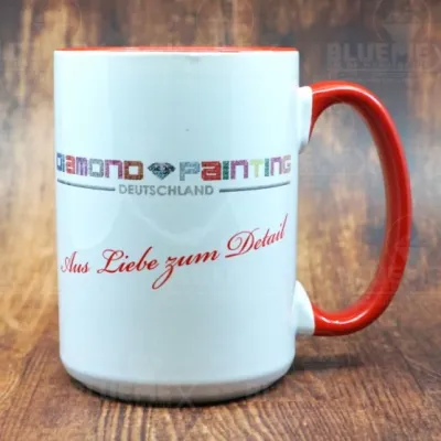 1 mug with logo Diamond Painting Germany - red rim / handle