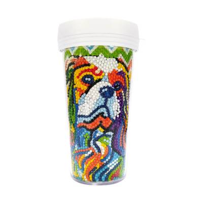 To-go mug for painting, motif dog, 470ml, approx. 16cm high