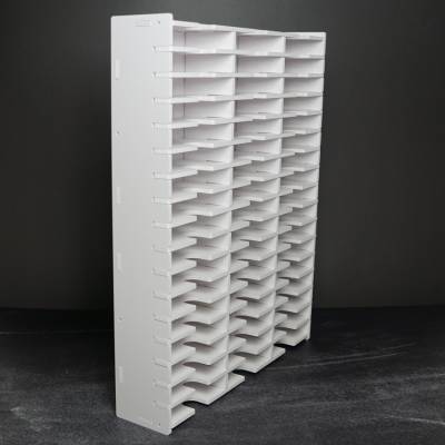 Schiffchen-Regal weiß, für kleine Trabricks, ca. 44,6x35x7,6cm, 51 Fächer ca. 11x6,7x2cm, Aufbewahrungsbox
