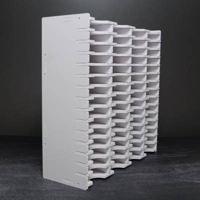 Schiffchen-Regal weiß, für große Trabricks, ca. 32,6x32x11cm, 60 Fächer ca. 7,3x10x1,5cm, Aufbewahrungsbox
