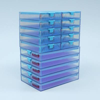 Trabricks, 10x7cm, set of 10 - Blue combination of boat and storage box, hinged lid, can be closed tightly