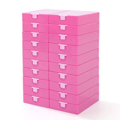 Trabricks, 7x5cm, 20er Set - Pink Kombi aus Schiffchen und Aufbewahrungsdose, Klappdeckel, fest verschließbar