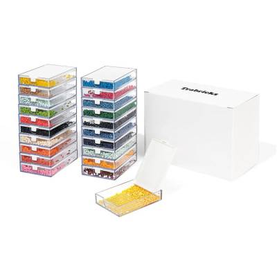 Trabricks, 7x5cm, set of 20 combination of tray and storage box, hinged lid, can be closed tightly