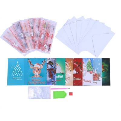 Diamond Painting, Weihnachtskarten zum Painten komplett mit Steinchen, 8 Motive, Klappkarten mit Umschlag