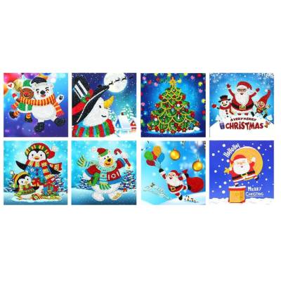 FREE Christmas cards for painting complete with round stones, 8 motifs, folding cards with envelope