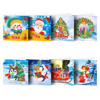 Weihnachtskarten zum Painten komplett mit runden Steinchen, 8 Motive, Klappkarten mit Umschlag