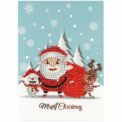 Weihnachtskarte Weihnachtsmann & Co., Painting-Set komplett mit runden Steinchen