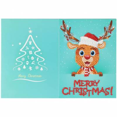 Weihnachtskarte Rentier, Painting-Set komplett mit runden Steinchen