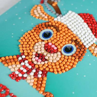 Weihnachtskarte Rentier, Painting-Set komplett mit runden Steinchen