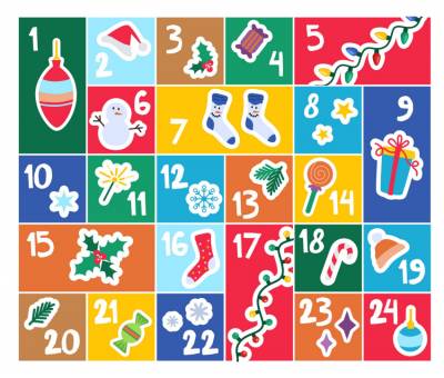 Adventskalender / Mysterybild 2025 - XL 60x70cm, 24 Kästchen eckige Steine