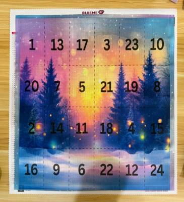 Diamond Painting Advent motif 2026 - XL 60x60cm, 24 small round stones, 72 colours