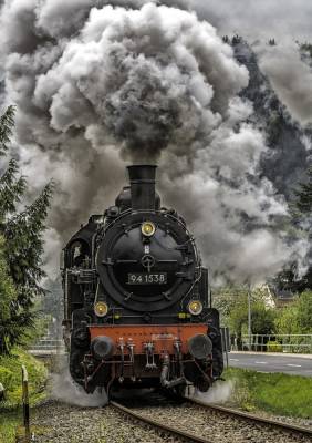 Diamond Painting picture, steam locomotive, square stones, approx. 70x50cm, 100 colors, full screen