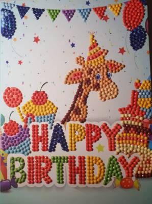 Geburtstagskarte Giraffe, Painting-Set komplett mit runden Steinchen