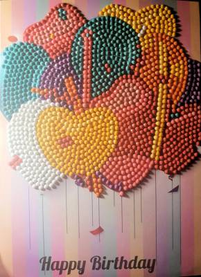 Geburtstagskarte Luftballons, Painting-Set komplett mit runden Steinchen
