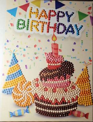 Geburtstagskarte Torte, Painting-Set komplett mit runden Steinchen