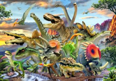 Howard Robinson, Dinosaurious, 70x100cm, 70 Farben, eckige Steine, Vollbild