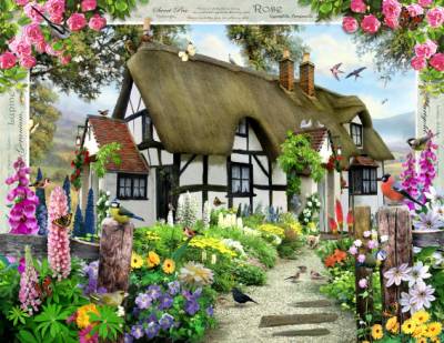 Howard Robinson, Rose Cottage, 75x100cm, 65 Farben, eckige Steine, Vollbild
