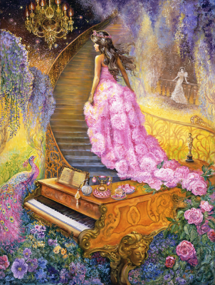Josephine Wall, Melody In Pink, 90x68cm, 275 Colours, Square Stones, Full Image