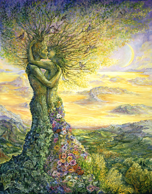 Josephine Wall, Nature`s Embrace, 100x78cm, 275 Farben, eckige Steine, Vollbild