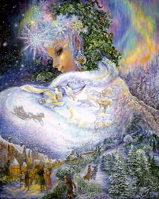 Josephine Wall, Goddesses Snow Queen, 100×80 Cm, 265 Colours, Square Stones, Full Image
