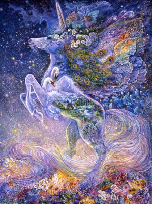 Josephine Wall, Soul Of A Unicorn, Approx. 100x75cm, 225 Colours, Round Stones, Full Image