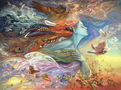 Josephine Wall, Spirit Of Flight, 100x75cm, 275 Colours, Square Stones, Full Image