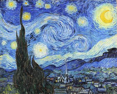 Vincent van Gogh - Sternennacht, Starry Night, eckige Steine, ca. 75x90cm, 60 Farben, Vollbild