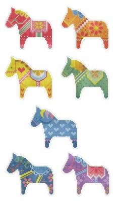 Sticker-Set, bestehend aus 7 Aufklebern, je ca. 10x12cm, Motiv Pferd, Painting-Set komplett mit eckigen Steinchen