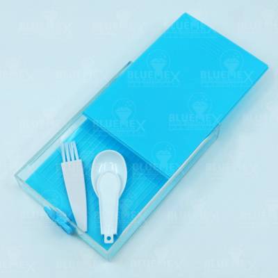Preview: Shuttle set with interchangeable plate, blue, combination of tray and storage box, hinged lid, can be closed tightly