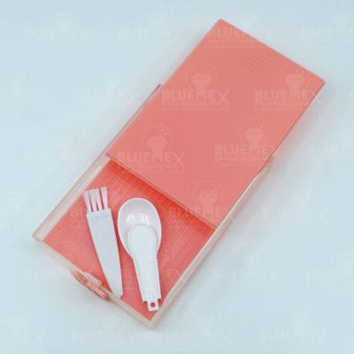 Preview: Shuttle set with interchangeable plate, pink, combination of tray and storage box, hinged lid, can be closed tightly