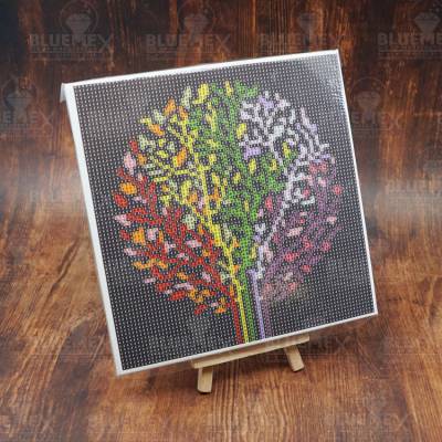 Diamond Painting Bild auf Keilrahmen gespannt, Baum, Jahreszeiten, eckige Diamanten, ca. 20x20cm, Vollbild