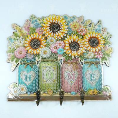 Preview: Diamond Painting Hakenleiste, Sonnenblumen HOME
