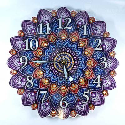 Preview: Diamond Painting Wanduhr auf Holz, 29cm