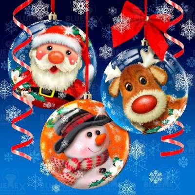 Diamond Painting picture, Christmas balls, angular stones, approx. 50x50cm, 50 colours, full image