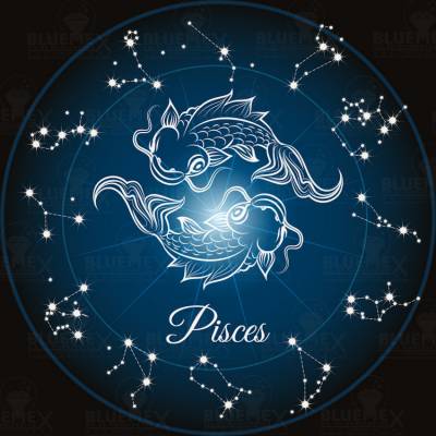Zodiac sign Pisces, glow in the dark - night glow, square stones, 60x60cm, 45 colors, full image