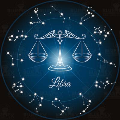Zodiac sign Libra, Glow in the dark - night glow, round stones, 60x60cm, 45 colours, full picture