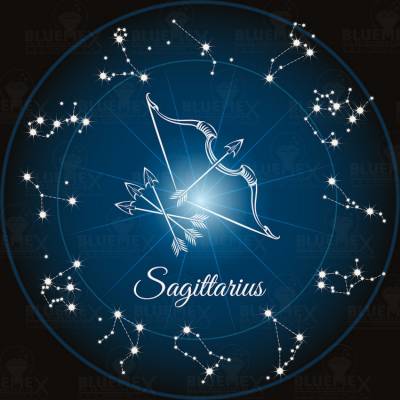 Zodiac sign Sagittarius, Glow in the dark - night glow, round stones, 60x60cm, 45 colours, full picture