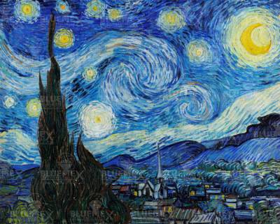 Vincent van Gogh - Sternennacht, Starry Night, runde Steine, ca. 75x90cm, 60 Farben, Vollbild